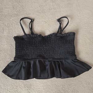 2/$20 Black Shirred Peplum Top Bralette Or Tankini w/Adjustable Straps XS-S